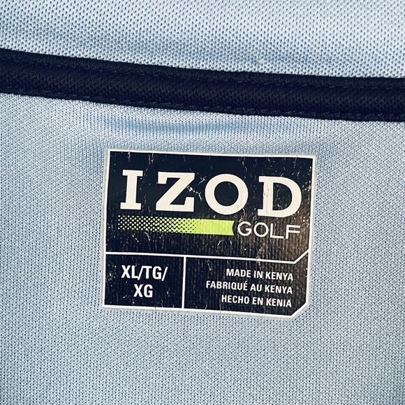 Izod Golf Polo Shirt Men's XL Light Blue Performance Short Sleeve Collared Logo - Picture 3 of 12